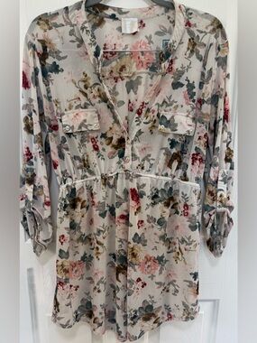 Siren Lily Maternity Semi-Sheer Chiffon Blouse